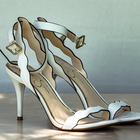 Jessica Simpson Shoes - Scalloped Jessica Simpson Ankle Strap Heels